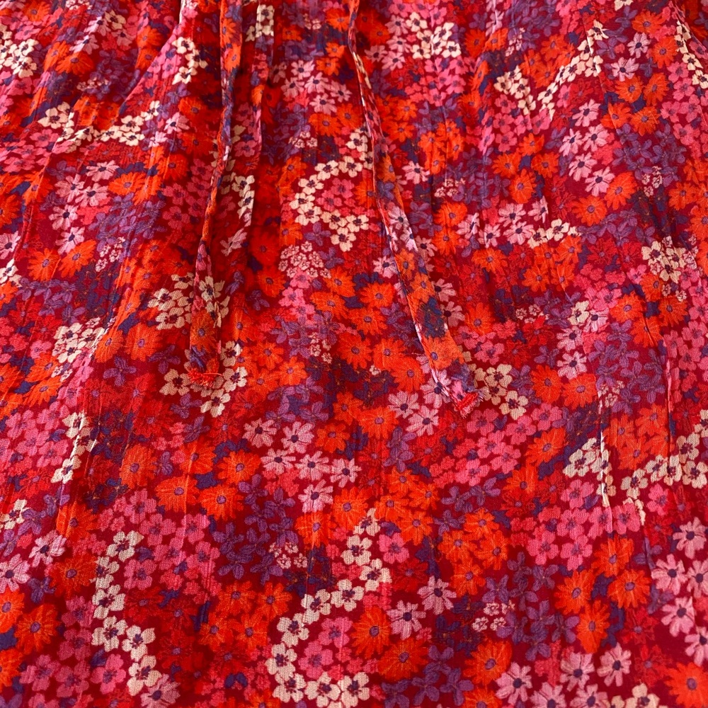 Draper James Red Floral Flutter Sleeve Blouse XS - Picture 2 of 6